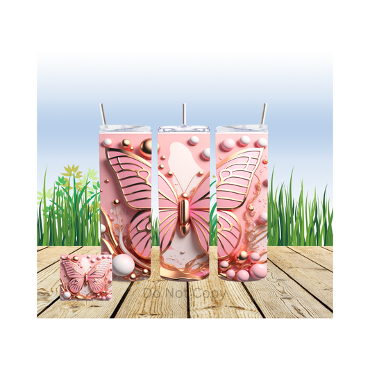 3D Butterfly Tumbler Transfer on a Tumbler