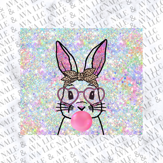 Easter Bunny Leopard Bow Sublimation Transfer Front Side