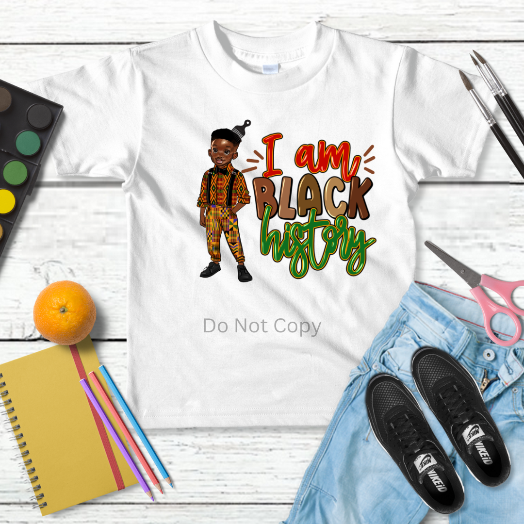 I Am Black History DTF (direct to film) Transfer Boy Front Side