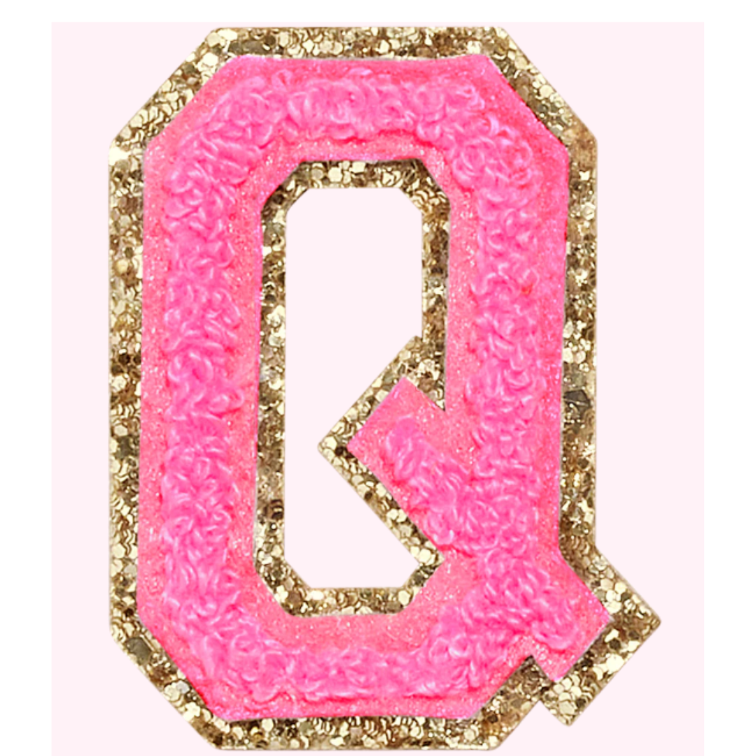 Pink Alphabet Chenille Hat Patch (1 Patch)
