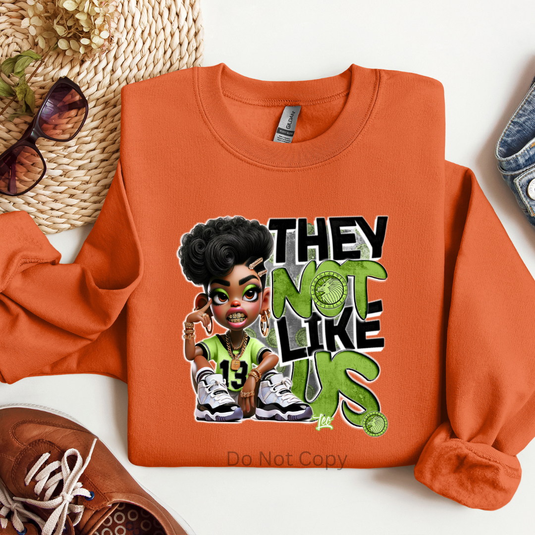 They Not Like Us Leo Woman DTF Transfer on a tshirt