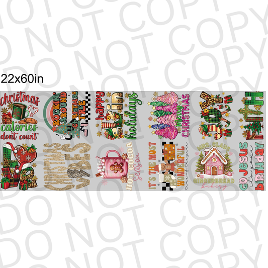 Collection of Christmas-themed stickers on a white background with 'DO NOT COPY' text.
