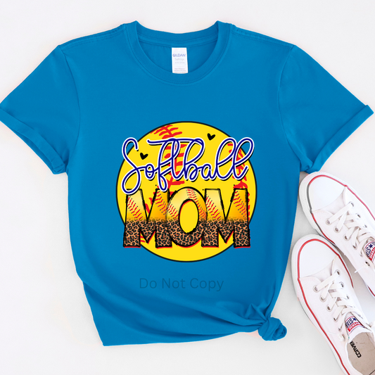 Softball Mom DTF Transfer on a tshirt